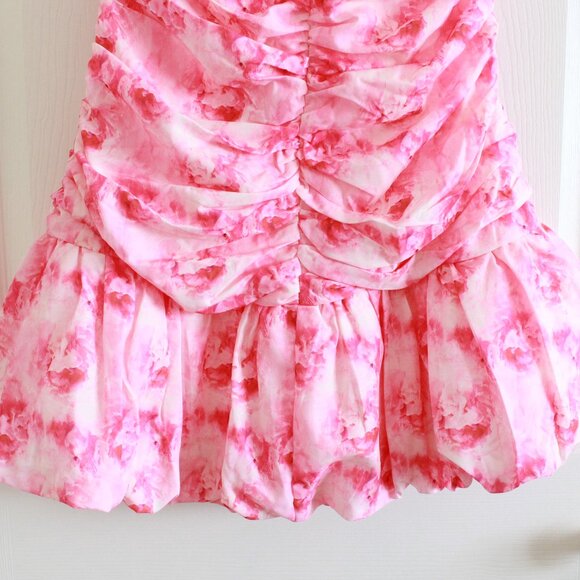 Hello Molly Petals Sprinkled Strapless Mini Dress Pink Bubble Hem - Picture 12 of 12